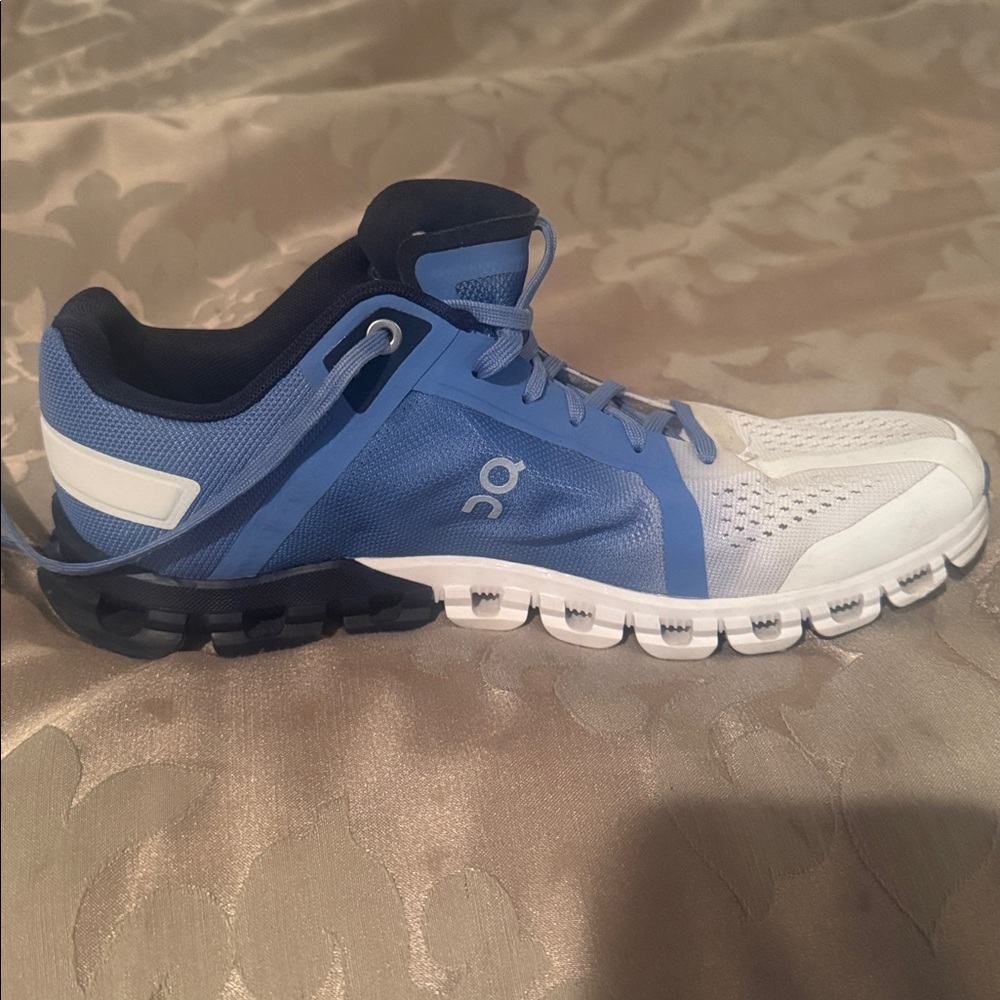 On Running Women’s Cloudflow Blue and White Athletic Shoes